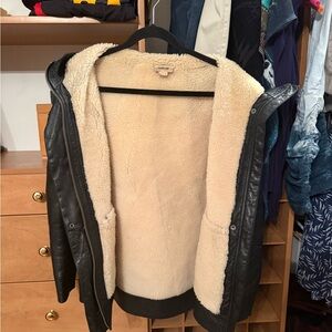 Helmut Lang black leather jacket lined with shearling XS/S